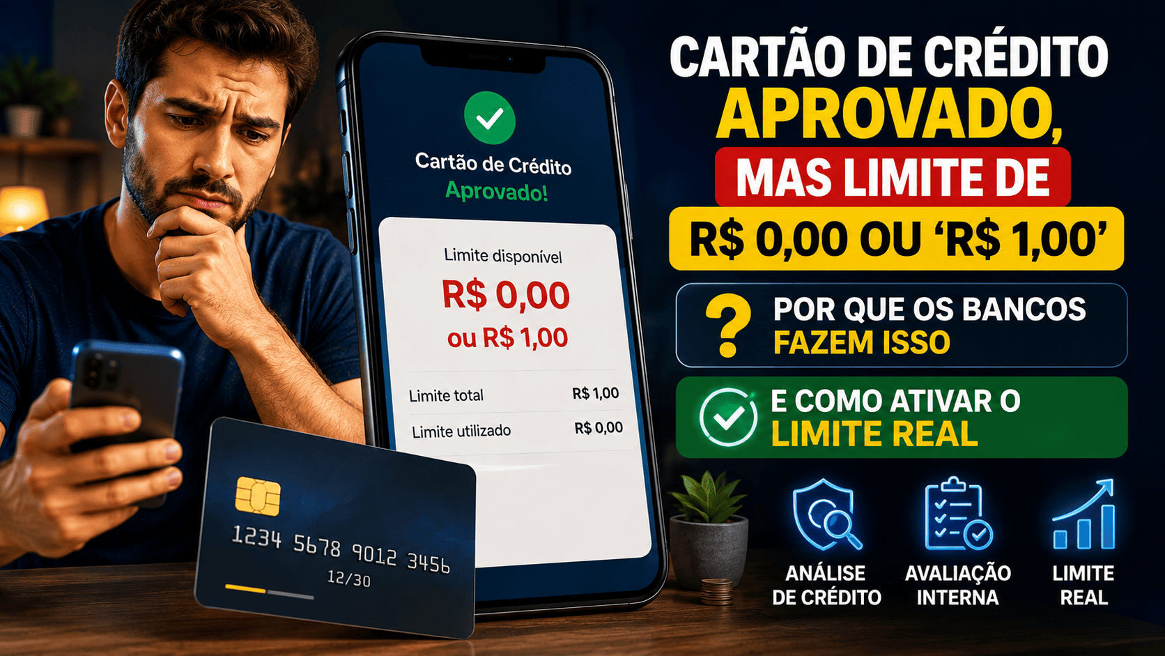Cartão de Crédito Aprovado com Limite de R$ 0,00 ou R$ 1,00: Por que os bancos fazem isso e como resolver