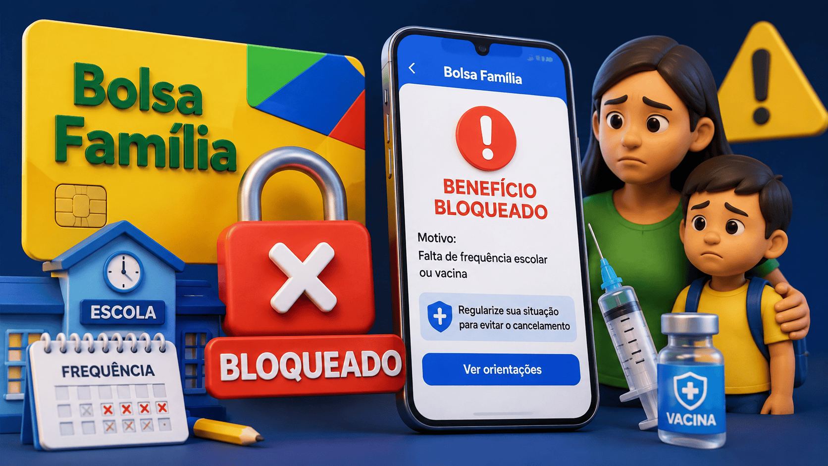 bolsa família bloqueado por falta de frequência escolar ou vacina: saiba como reverter a suspensão rapidamente