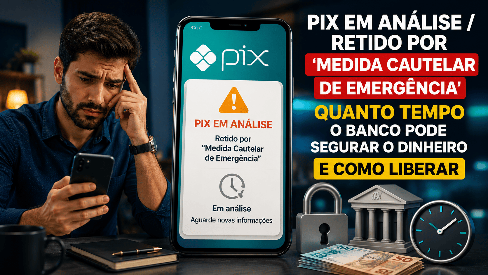 Pix em Análise / Retido por Medida Cautelar de Emergência: Quanto tempo o banco pode segurar e como liberar Pix em Análise / Retido por Medida Cautelar de Emergência: Quanto tempo o banco pode segurar e como liberar