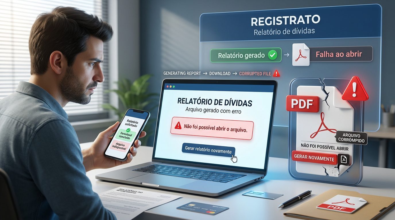 Erro ao consultar o relatório de dívidas ativas no Registrato: O que fazer quando o arquivo gera corrompido