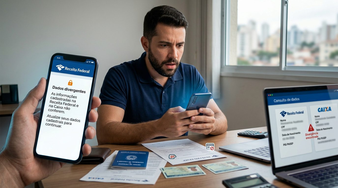 Dados divergentes Receita Federal e CEF: como corrigir