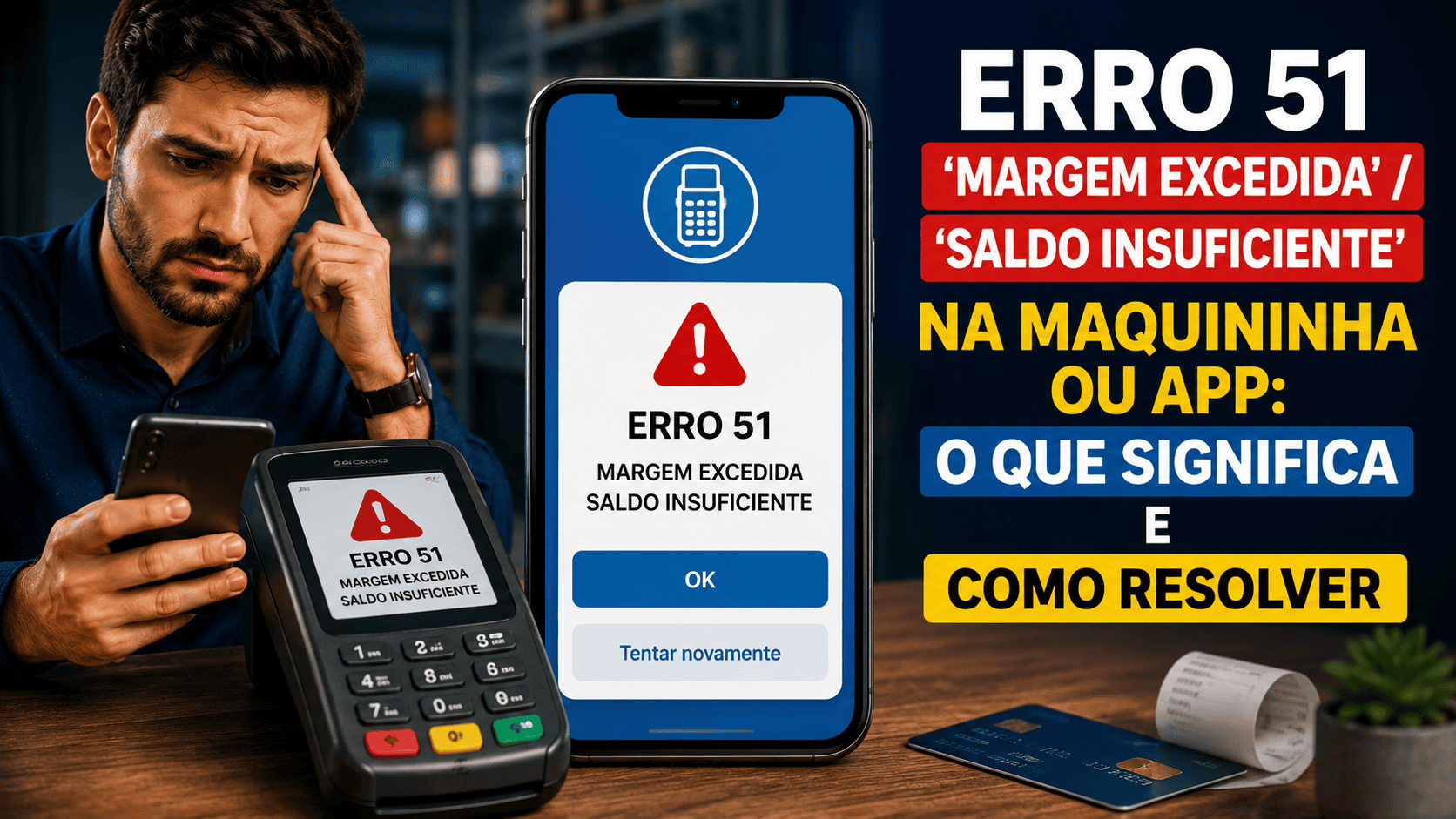 Erro 51 na maquininha ou aplicativo: O que significa “Margem Excedida” e como resolver