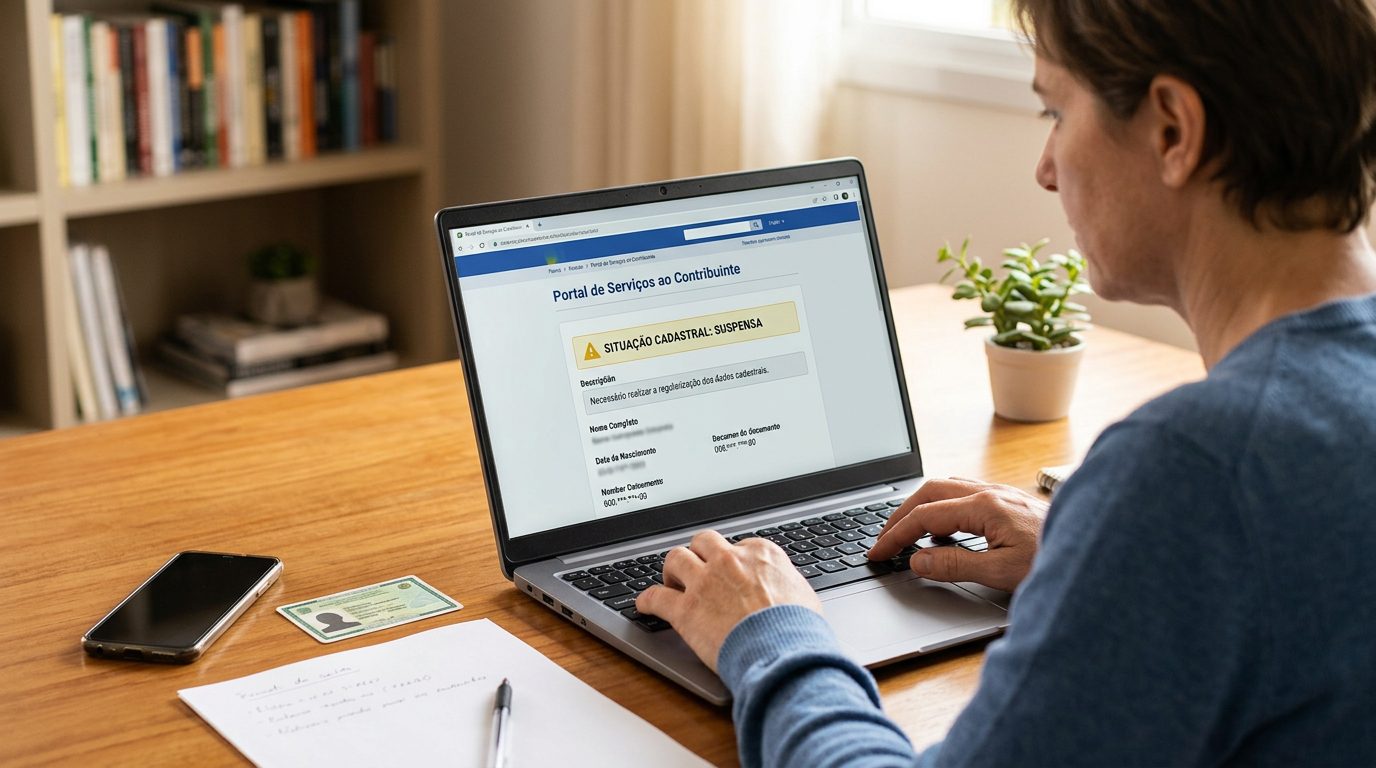 CPF com status “Pendente de Regularização” ou “Suspenso”: Como corrigir a divergência no site da Receita sem pagar contador.